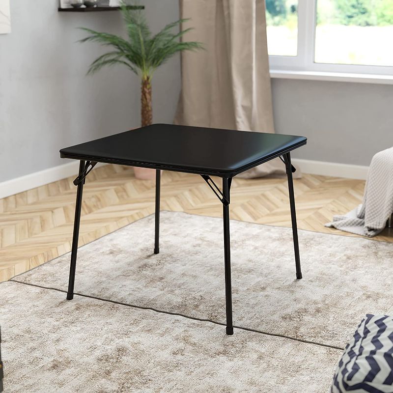 Photo 1 of Flash Furniture Folding Card Table - Black Foldable Card Table Square - Portable Table with Collapsible Legs
