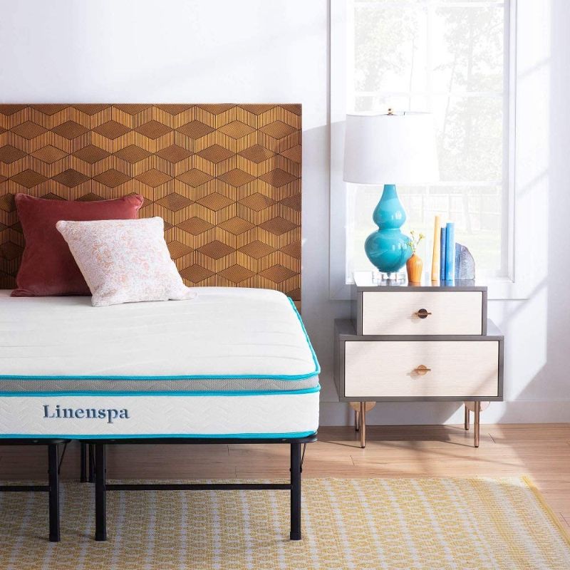 Photo 1 of Linenspa 8 Inch Memory Foam and Innerspring Hybrid Mattress with Linenspa 14 Inch Folding Platform Bed Frame, Cal King
