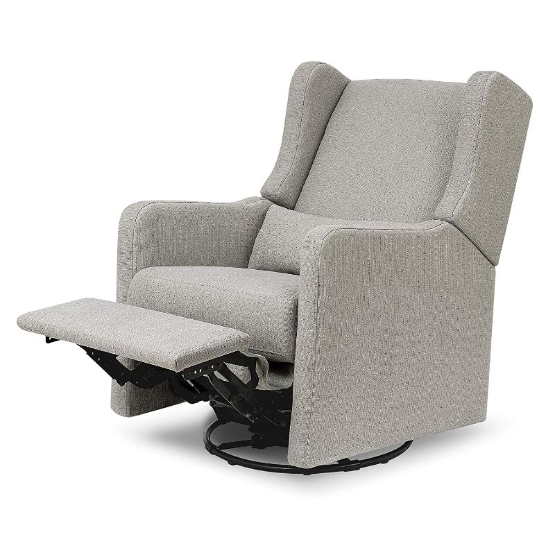 Photo 1 of Carter's by DaVinci Arlo Recliner and Swivel Glider in Performance Grey Linen, Water Repellent & Stain Resistant, Greenguard Gold & CertiPUR-US Certified
