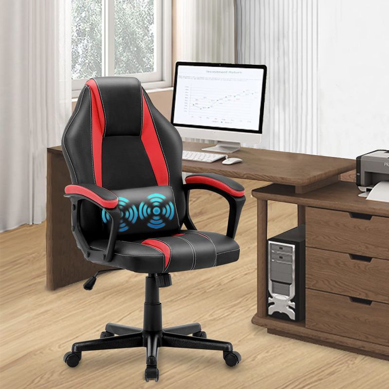 Photo 1 of Gaming Chair,Yaksha Gamer Chair Ergonomic Computer Chair with Massage Pillow,PC Gaming Chairs with Massage Lumbar Pillow,Height Adjustment Headrest Game Chairs for Adults Teens Men Women (Tango Red)
