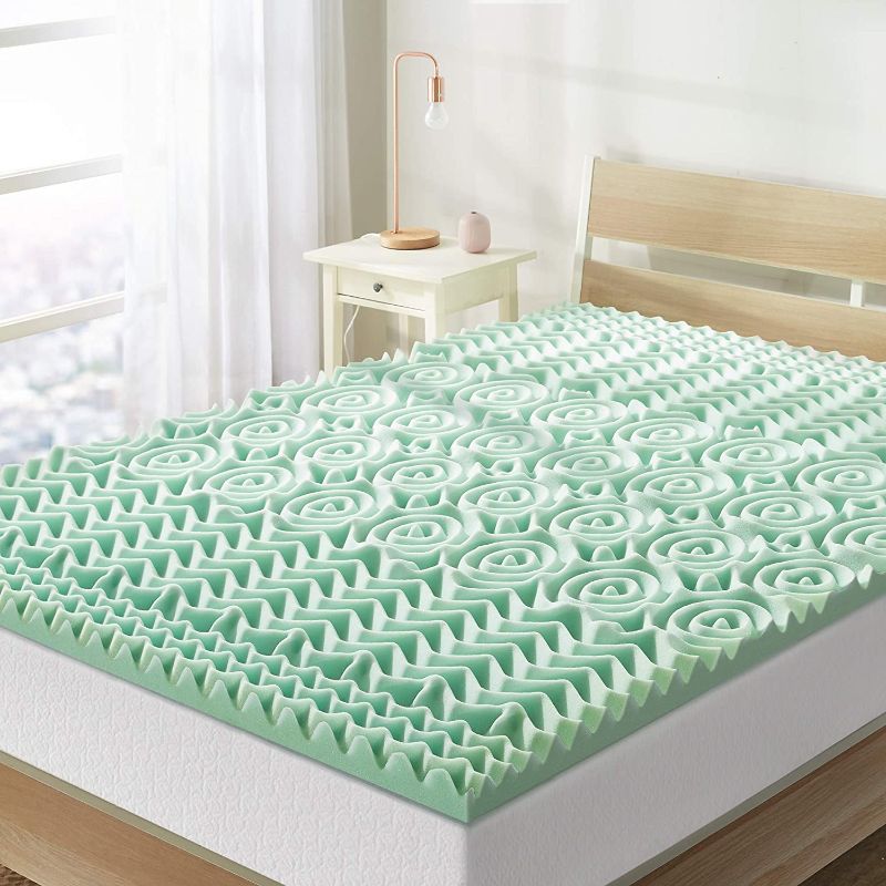 Photo 1 of Best Price Mattress 1.5 Inch 5-Zone Memory Foam Mattress Topper, Calming Aloe Vera Infusion, CertiPUR-US Certified, Queen
