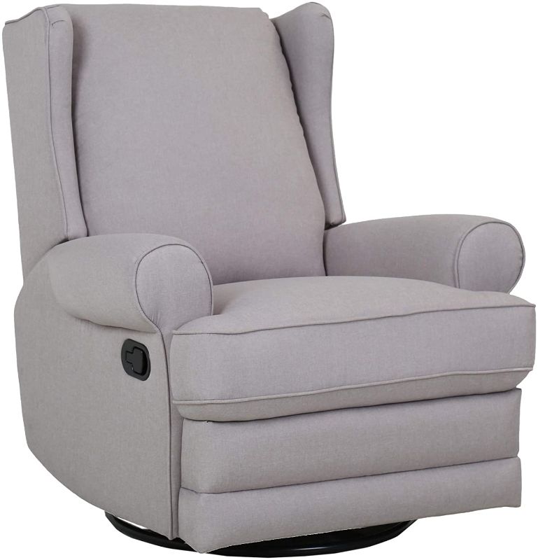 Photo 1 of Amazon Brand – Ravenna Home Manning Upholstered Swivel Glider Recliner, 34.6"W, Light Grey
