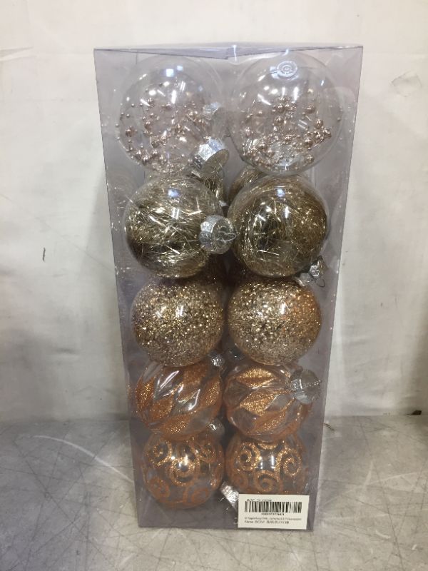 Photo 2 of 80MM/3.14" Clear Christmas Ornaments Set, 20PCS Shatterproof Decorative Hanging Ball Ornament with Stuffed Delicate Decorations, Xmas Tree Balls for Halloween Holiday Party Thankgivings - Champagne.
