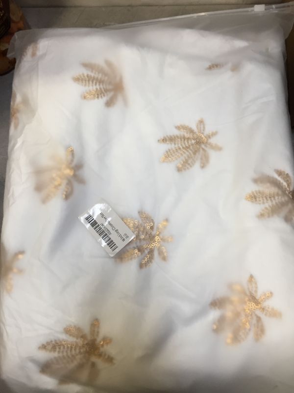 Photo 1 of 48 Inch Large Christmas Tree Skirt,Xmas Holiday Decoration Ornament ,Christmas Decorations for Holiday Tree Ornaments with White Soft Thick Golden Maple Leaf Decorations for Xmas Tree.
