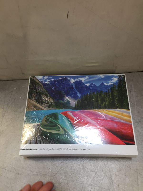 Photo 3 of 1000 Piece Puzzle for Adults: Mountain Lake Boats Jigsaw Puzzle (factory sealed)
