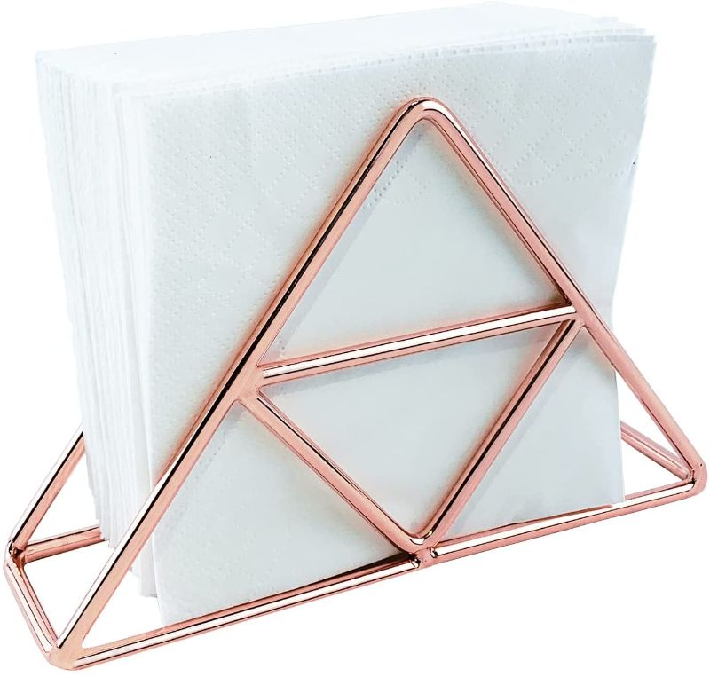 Photo 1 of 
Napkin Holder for Table, Stainless Steel Tissue Dispenser Organizer for Dinner Tables, Kitchen Countertops (Rose gold)