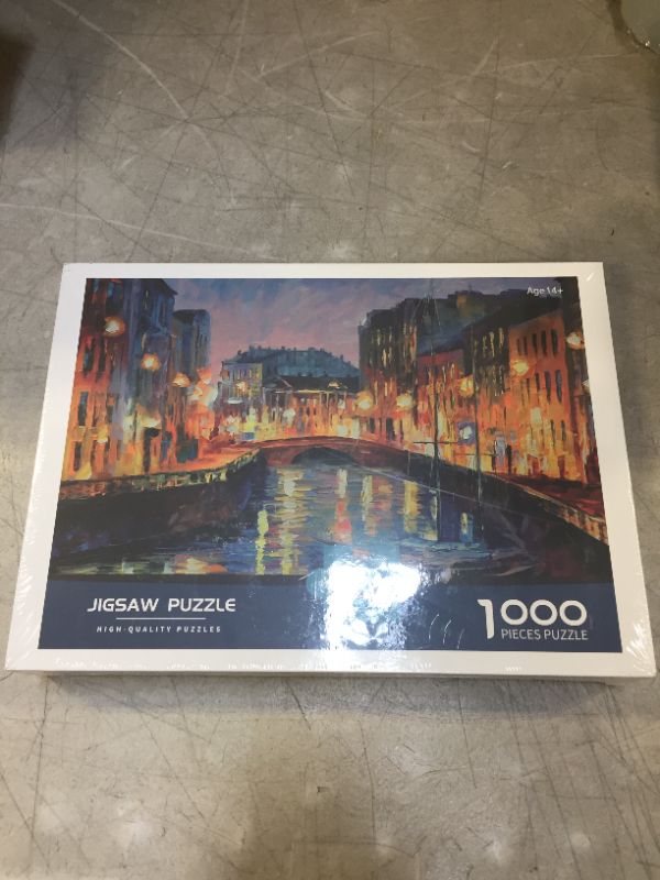 Photo 2 of 1000 Piece Jigsaw Puzzles for Adults, Large 70cm x 50cm 1000 Piece Puzzle Educational Game Toys and Unique Artwork for Families Adults Teens Age of 14 +, Venice Lake Side Oil Painting - factory sealed 