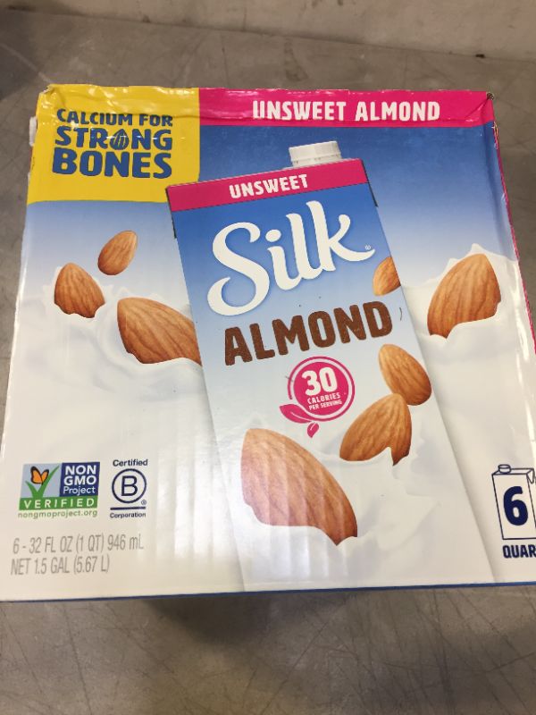 Photo 2 of (Pack of 6) Silk Shelf-Stable Unsweetened Almond Milk, 1 Quart - may /2022