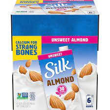 Photo 1 of (Pack of 6) Silk Shelf-Stable Unsweetened Almond Milk, 1 Quart exp- Sep /2022