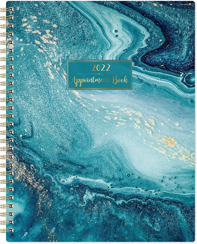 Photo 1 of Appointment Book/Planner - 2022 Weekly Appointment Book, 8" x 10", Daily/Hourly Planner 2022 with 30-Minute Interval, 7 AM - 8 PM, Thick Paper, Twin-Wire Binding, Blue