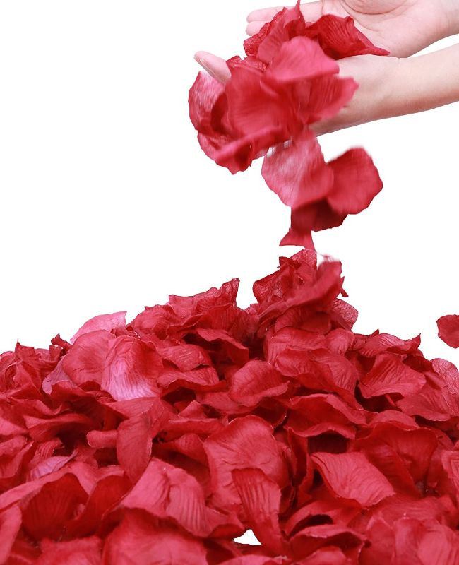 Photo 1 of 
Separated 1000 Pieces Dark Red Rose Petals Bulk Red Rose Wedding Rose Pedal Red Petals Artificial Flower Petals for Valentine Day,Romantic Night