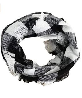 Photo 1 of Wander Agio Womens Winter Head Hair Wraps Infinity Circle Scarves Warm Plaid Scarf, Black & White