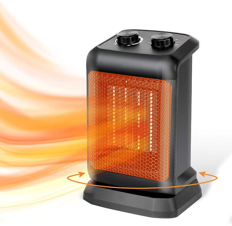 Photo 1 of BEYOND BREEZE Space Heater, 1500W Ceramic Oscillating Portable Electric Heater, Small Heater with Adjustable Thermostat, Tip-Over Switch, Overheat Protection, Quiet and Safe for Indoor Use Office Bedroom
