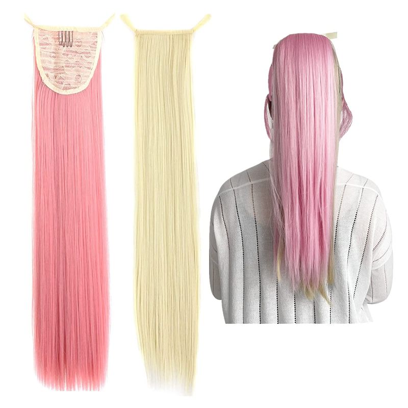 Photo 1 of 2PCS Hairpiece Ponytail Extension 22" Ombre Two Tone Long Clip in Hairpieces