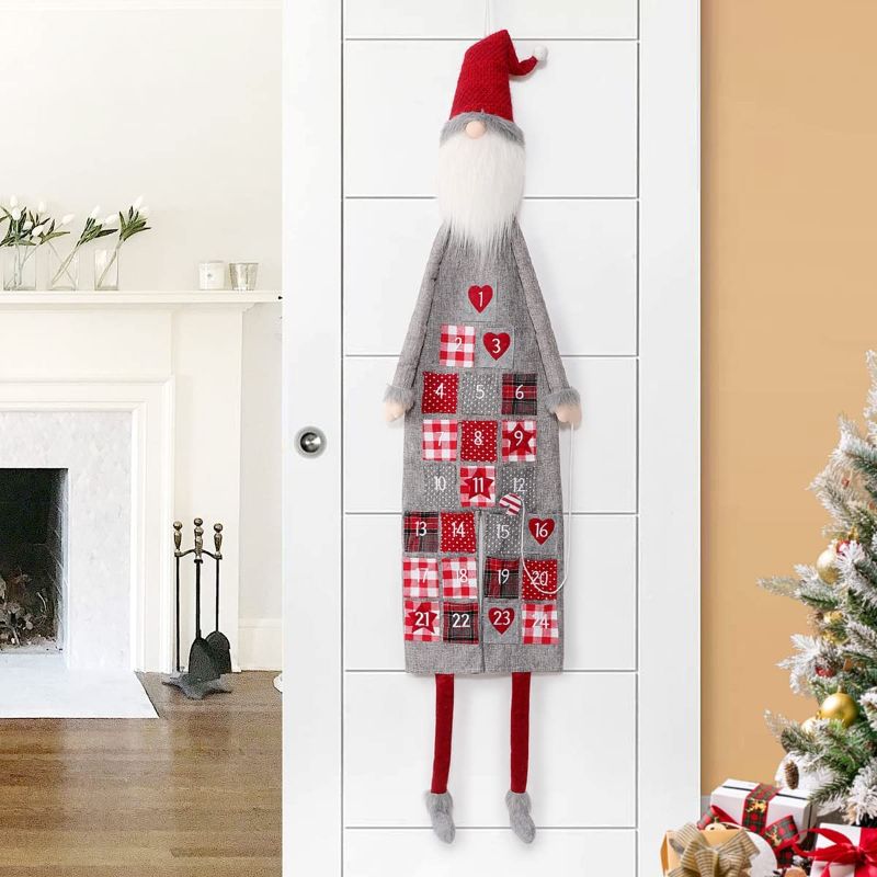 Photo 1 of Christmas Advent Calendar 2021, Gnome with Pockets 24 Days, Reusable Fabric Christmas Countdown Calendar, Home Wall Hanging Xmas Decorations
