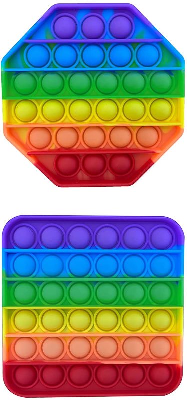 Photo 1 of onlinecore Pack 2 Rainbow pop it Fidget Toy to Release Stress and Anxiety Push pop Fidget Toy to Improve Focus and Logical Thinking (Square Octagon)
