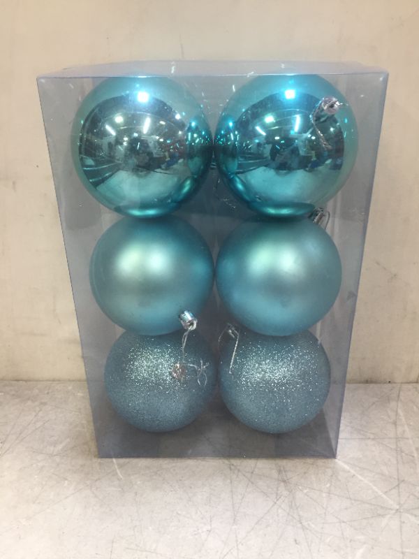 Photo 2 of 100MM/4 Large Christmas Ornaments, Christmas Ball Ornament Set for Xmas Tree, Shatterproof Decorations for Holiday, Party, Halloween, Thanksgiving, Christmas Decor - 6PCS, Ice Blue.
