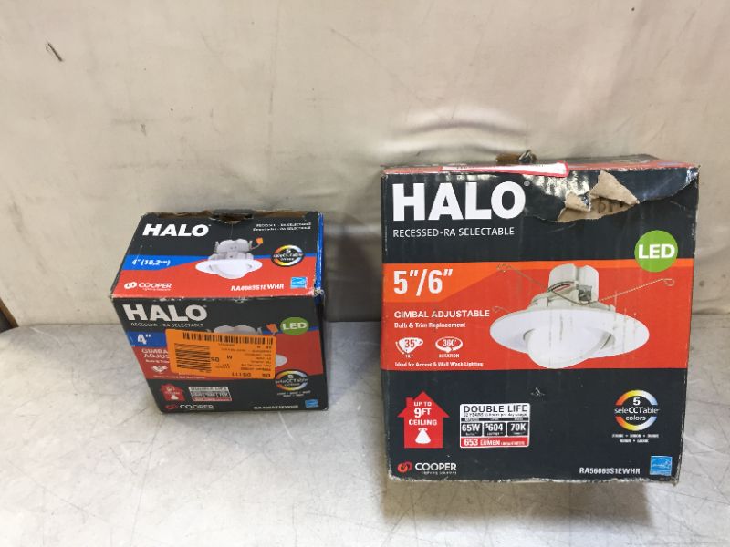 Photo 1 of 2 BOXES Halo RA4069S1EWHR Ra4 Lighting Kit, Halo RA56069S1EWHR Light Gimbal Retrofit Trim

