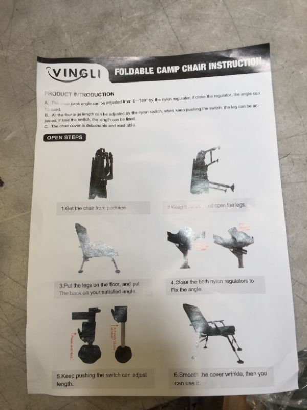 Photo 1 of  VINGLI foldable camp chair 