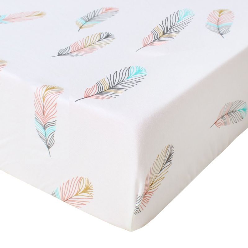 Photo 1 of LifeTree Soft Fitted Crib Sheet - Feather Print Premium Cotton Unisex Toddler Bed Sheets for Baby Girls or Baby Boys - Fits Standard Crib Mattress 4 pack 