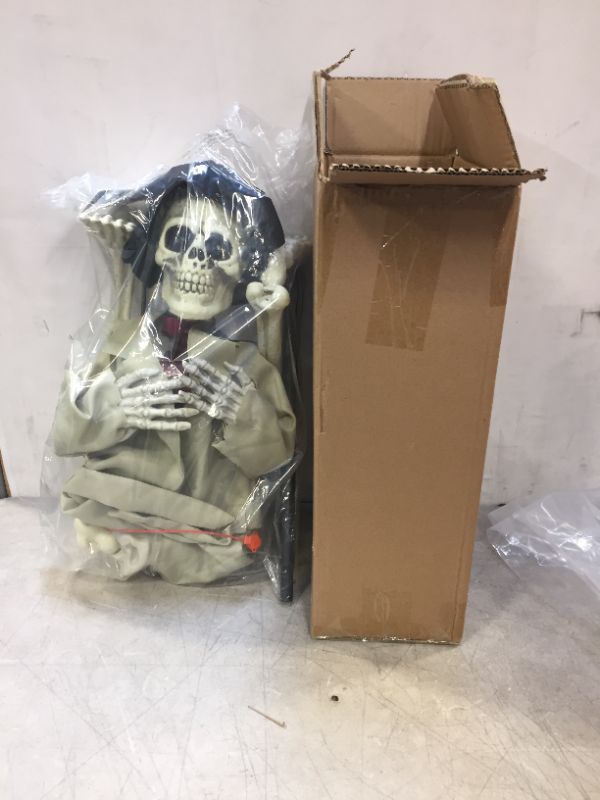 Photo 2 of 40 inch Electronic LED Skeleton Ghost West Halloween Decoration,Can Open Hands with Creepy Sounds,Indoor/Outdoor Halloween Decoration
