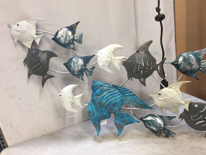 Photo 3 of BOLTZE HOME Blue Multi Colored Metal Fish Wall Decor (58 X 24 INCHES ) 24 INCHES IS FROM HIGHEST TO LOWEST