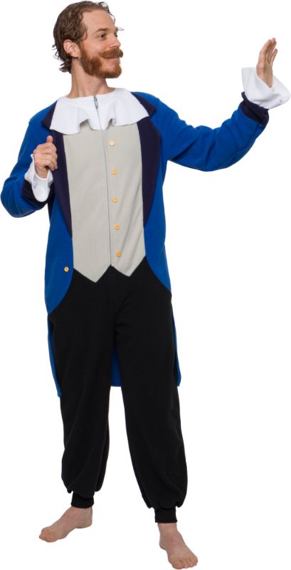 Photo 1 of (2 PACKS) FUNZIEZ! Colonial Pilgrim Costume - Adult One Piece- Patriot Pajamas (Blue, XL)