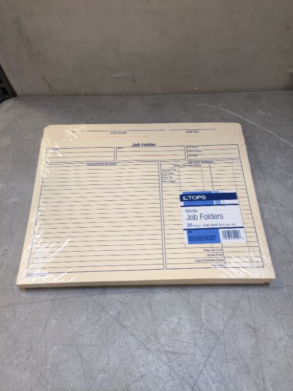 Photo 1 of TOPS Job Folder File Jackets, 11.75 x 9.5 Inches, Manila, 20-Pack (3440)
