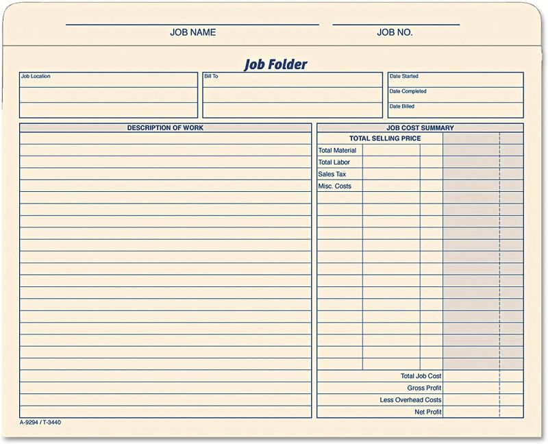 Photo 1 of TOPS Job Folder File Jackets, 11.75 x 9.5 Inches, Manila, 20-Pack (3440)
