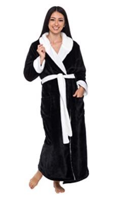 Photo 1 of Silver Lilly Womens Luxury Fleece Robe - Fully Lined Plush Sherpa Bathrobe Black XXL