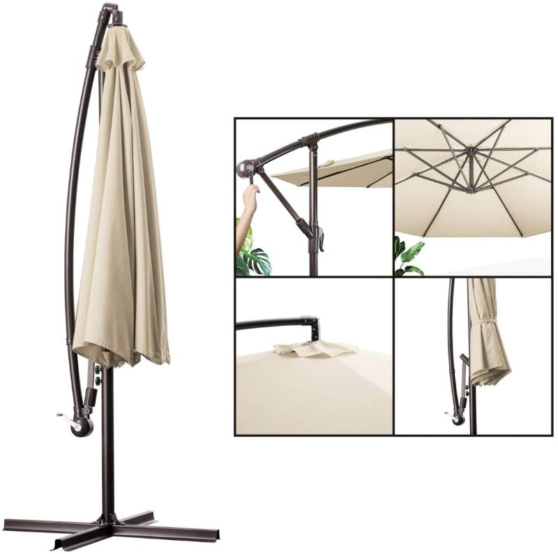 Photo 14 of ---Brand New---Open For Take Picture--MEWAY 10ft Outdoor Umbrella Patio Offset Cantilever Umbrella, Large Market Deck Pool Backyard Garden Umbrella with 8 Sturdy Ribs, Crank & Cross Base
