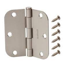 Photo 1 of 3-1/2 in. x 5/8 in. Satin Nickel Radius Door Hinge 10 packs 
