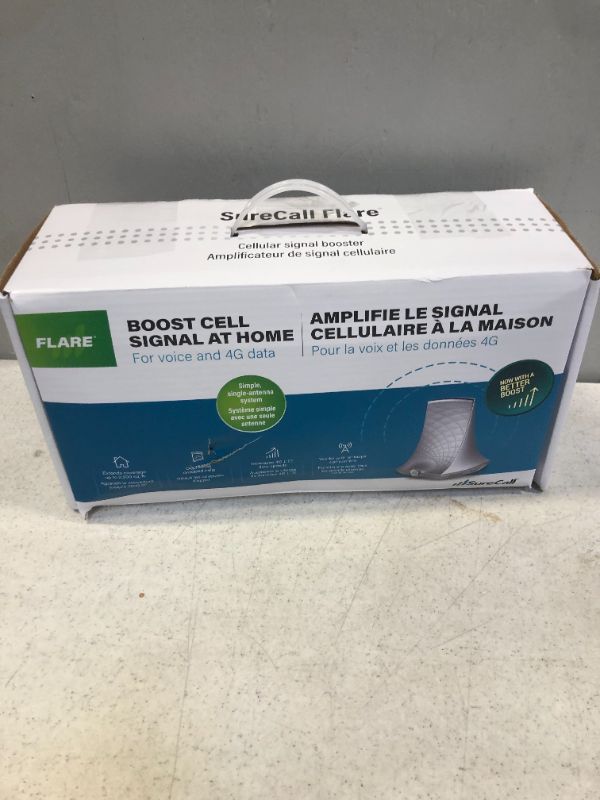 Photo 2 of ***INCOMPLETE*** SureCall Flare Cell Signal Booster for Working from Home up to 2500 sq ft, Boosts 5G/4G LTE, Omni Outdoor Antenna, Multi-User All Carrier, Verizon AT&T Sprint T-Mobile, FCC Approved, USA Company (MISSING OUTDOOR OMNI ANTENNA) 

