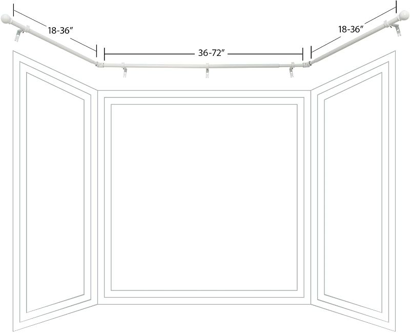 Photo 1 of Decopolitan Bay Window 3/4" Ball Drapery White Single Rod Set
