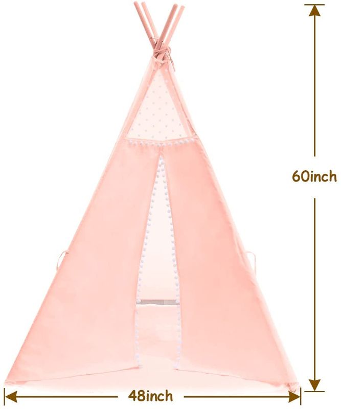 Photo 1 of *****COULD NOT ASSEMBLE TO VERIFY IF PIECES WERE MISSING*****JoyNote Teepee Tent for Kids Indoor Tents with Mat, Inner Pocket, Unique Reinforcement Part - Foldable Play Tent Canvas Tipi Childrens Tents for Girls & Boys (Pink)
