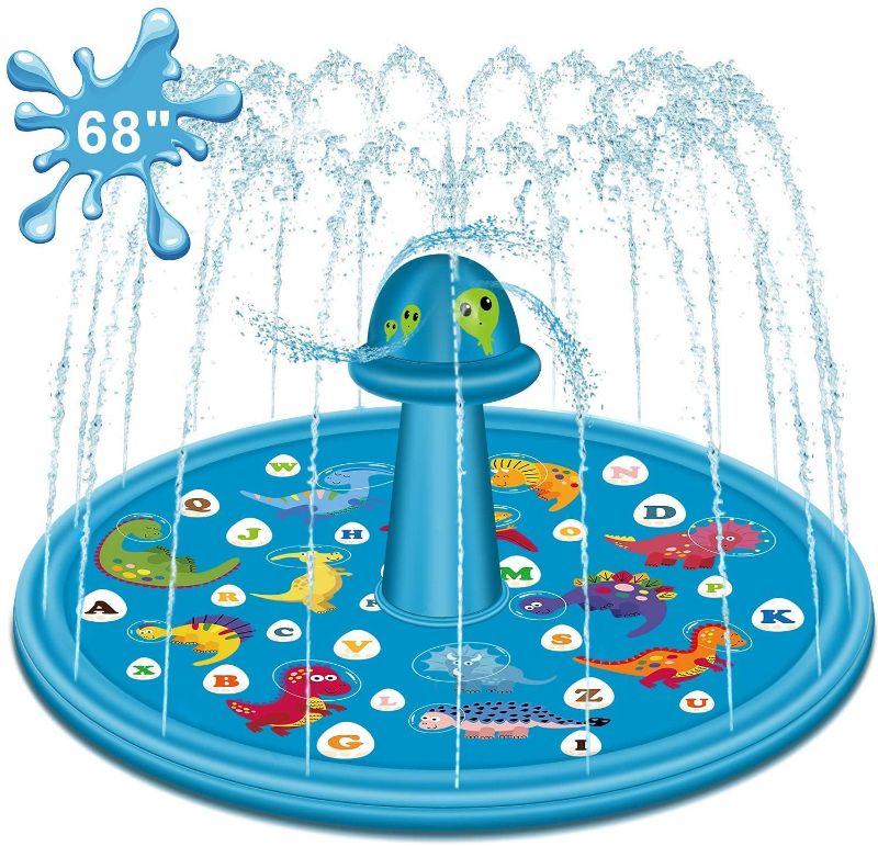 Photo 1 of Apsung Splash Pad, 68" Larger Sprinkler for Kids, Wading Swimming Pool, ‘from A to Z’ Inflatable Outdoor Water Summer Toys for Toddler Baby Kids Dogs
