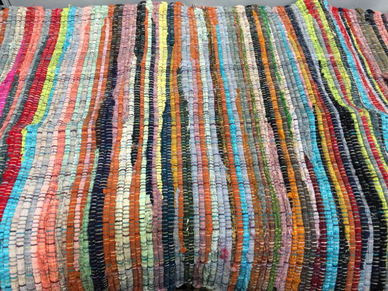 Photo 2 of  Better Homes & Gardens Jeweled Rug, Multi-Colored, 30" x 46" ( FEW PIECES OF FABRIC ARE PULLED UP FROM RUG) 