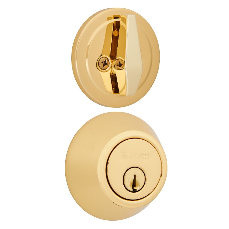 Photo 1 of Brink's Max Security Single Cylinder Deadbolt, Polished Brass Finish (MISSING UNLOCK SYSTEM) 