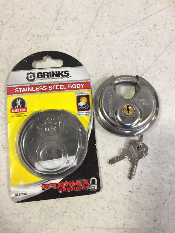 Photo 3 of Brinks 663-70001 70mm Stainless Steel Commercial Discus with Boron Shackle