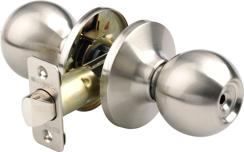 Photo 1 of Brinks 2112-119 Ball Style Door Knob with Privacy Key for Bedroom and Bath, Satin Nickle --- MISSING PIECES AND KEYS 