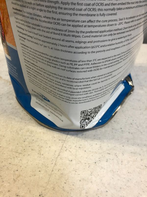 Photo 5 of **** MAJOR DAMAGE TO ITEM PLEASE SEE PHOTOS**** Bond It Seal It Liquid Membrane, Professional-Grade Hybrid Coating for Roof Patches & Repairs, 100% Waterproof, High Elasticity, All Weathers, Solvent-Free, Non-Flammable, Easy & Safe, 1.32 Gal, Gray
