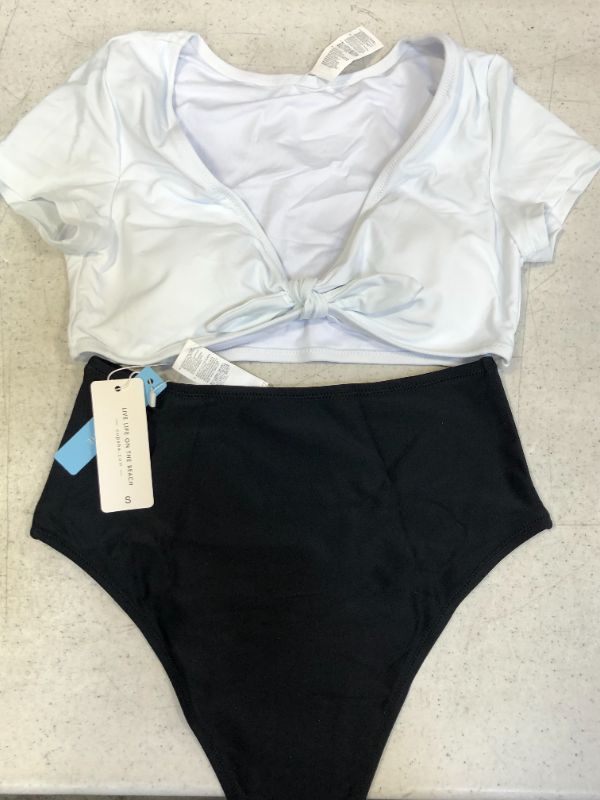 Photo 1 of Black and White 2 piece bikini set Sz Small NEW