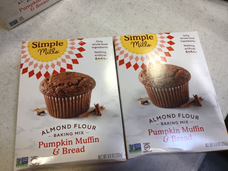 Photo 2 of 2 pack Simple Mills Gluten Free Pumpkin Muffin & Bread Almond Flour Baking Mix - 9oz
best by 12/19/2021