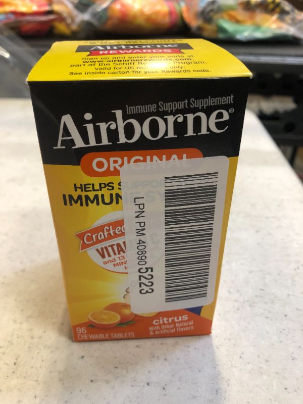 Photo 1 of Airborne 1000mg Vitamin C Chewable Tablets 96 count EXP 03/2022