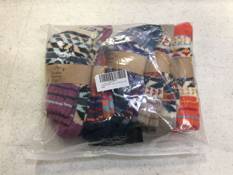 Photo 2 of Justay 5 Pairs Winter Womens Wool Socks Vintage Warm Socks Thick Cozy Socks Knit Casual Crew Socks Gifts for Women
