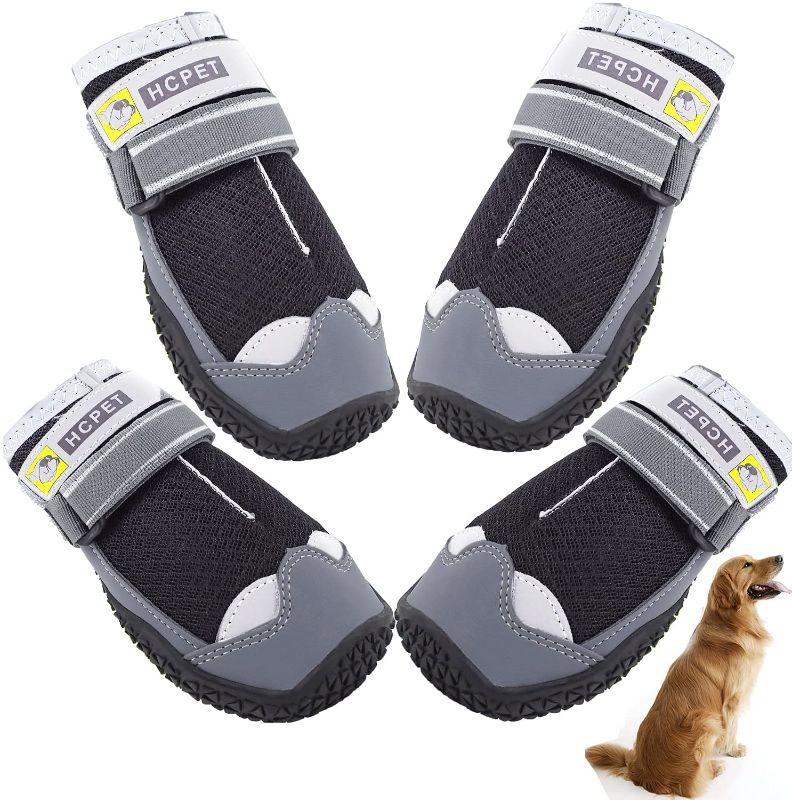 Photo 1 of Dog Shoes for Hot Pavement, Dog Booties for Summer, Dog Boots with Mesh Breathable, Reflective and Adjustable Straps for Large Dogs (Size 8: 3.0''x3.3"(WL) (Pack of 4)