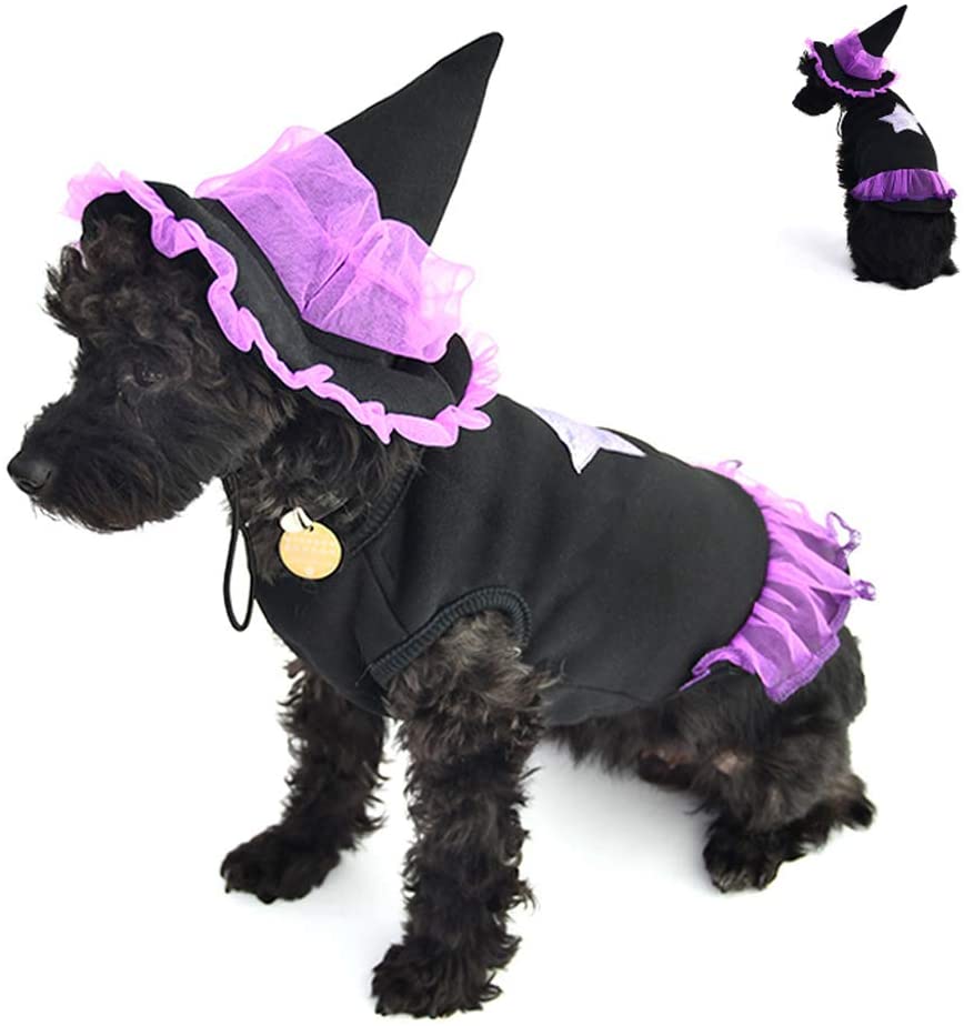 Photo 1 of InnoPet Upgrade Dog  Halloween Costume, Funny Dog Cat Witch Costume for Christmas Special Events, Pet Cosplay Dress Animal Fleece Warm Apparel with Hood Small