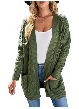 Photo 1 of BLENCOT Womens Oversized Knit Texture Casual Loose Open Front Cardigan Sweaters Army Green, XL