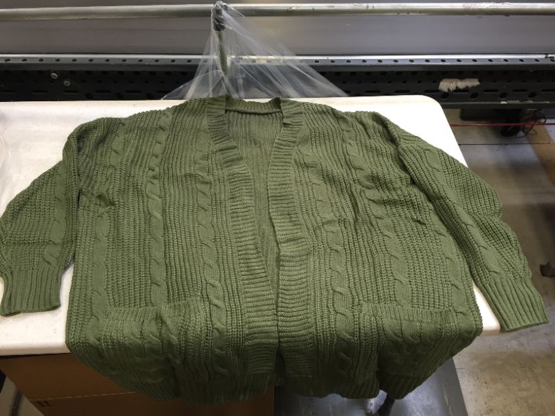 Photo 2 of BLENCOT Womens Oversized Knit Texture Casual Loose Open Front Cardigan Sweaters Army Green, XL