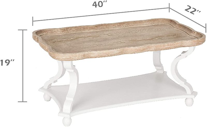 Photo 1 of COZAYH Rustic Farmhouse Cottagecore Coffee Table, Natural Tray Top Sofa Table for Family, Dinning or Living Room, Small Spaces, Handcrafted Finish, Modern